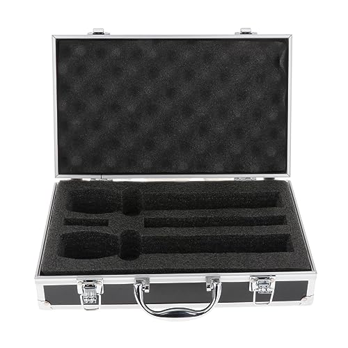 DeeRace マイクキャリーケース マイク収納マイクボックス アルミニウム、スポンジ、裏地付きハードシェルマイクケース ステージライブブロードキャスト用マイクキャリングケース, ブラック