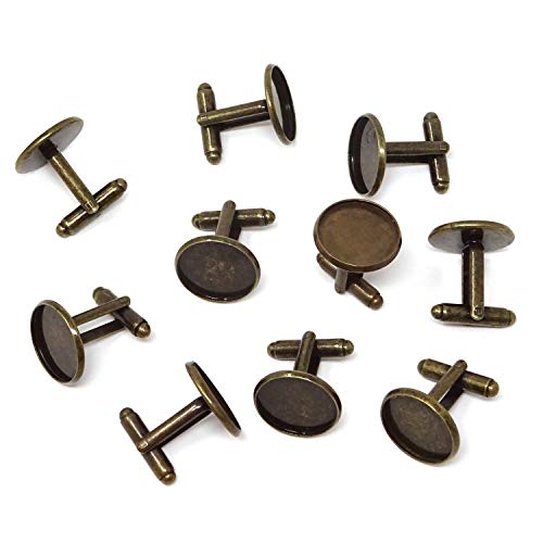 Honbay 10PCS(5 Pairs) 16mm Brass French Style Cufflink with Blank