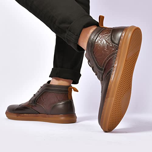 Image of Arkbird Men's Casual Leather Chukka Boots, Mid-Top Sneaker Boots for Men, Khaki, Size 7