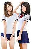 [SORAmood] セーラー服 ブルマ 体操服 コスプレ 大きいサイズ リボン2個 セーラー服と体操服の学園セット (S)