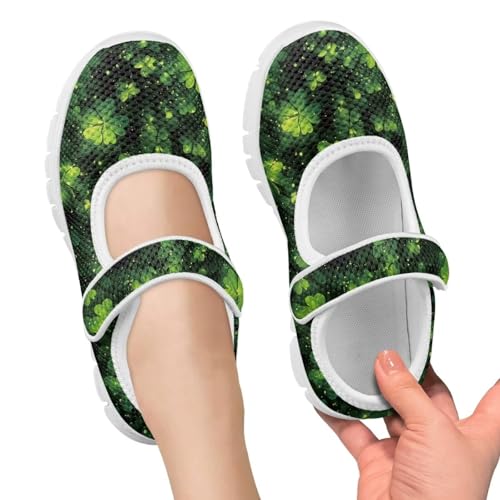 Mary Janes for Girls St. Patrick's Day Print Dress Shoes Kids School Shoes Toddler Mesh Walking Shoes with Adjustable Strap3