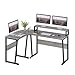 Price comparison product image TREETALK Computer Desk, L-shaped Corner Desk with Large Monitor Stand, Switchable PC Laptop Table, Gaming Writing Workstation for Home Office (Grey)