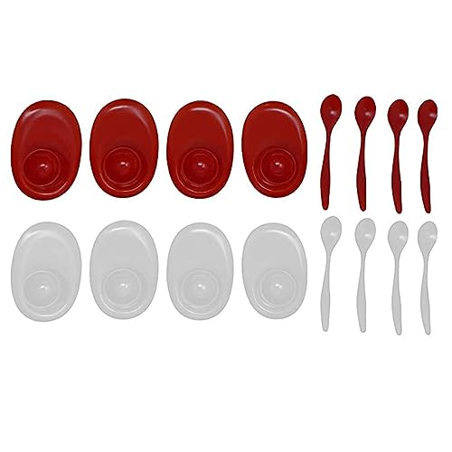16 Pc Egg Cups w/Spoons Set Poached Hard Boiled Bowl Saucer Appetizer Dip Plate Elegant Cups Perfect for Dips Sauces Desserts Appetizers Mini Plates Easter Egg Decorating