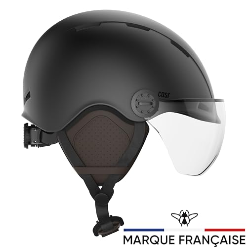 CASR Style – Urbaner Lifestyle-Helm für Fahrrad & E-Scooter – Transparentes Visier & Abnehmbare Ohrpolster – Optimaler Komfort für Damen & Herren – Schwarz Metallic – Größe M