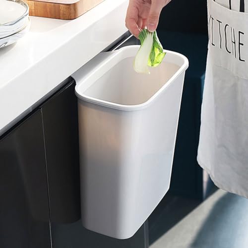 Caneca de basura colgante para puerta de gabinete, 26.2x11x28.2cm Blanco de plástico miniatura 5