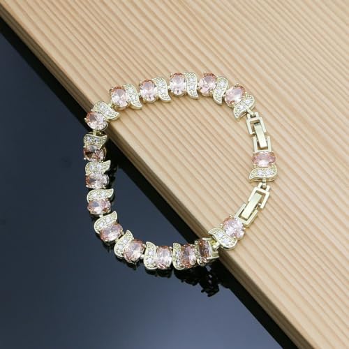 Image of LMXXVJ Fashion Tennis Bracelet Created Emerald White Gold Plated Charm Bracelet Gifts Jewelry for Women