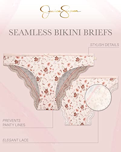 Jessica Simpson Women's Bikini Underwear - 5 Pack Sexy Lace Trim Seamless Panties Briefs for Women2