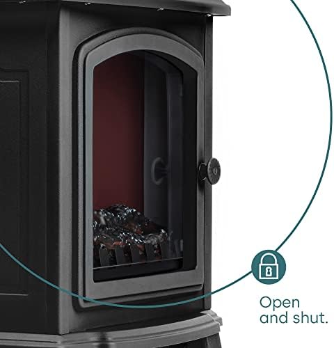 LIVIVO New Log Effect Electric Stove Fire, 2000W, Independent Light and Heat Controls, Automatic Safety Cut-Out (Compact)