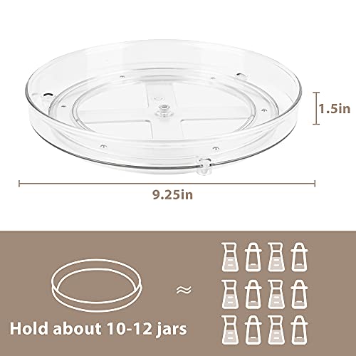 Empaxum 2 Pack Lazy Susan Cabinet Organizer 9" Clear Plastic Turntable Organizer Rotating Spice Rack Kitchen Storage Cosmetic Makeup Organizers For Pantry, Countertop, Fridge, Shelf, Vanity, Bathroom #TOP5