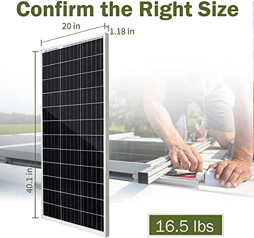 Hqst 100W 12V Monocrystalline Solar Panel Kit W/ 30A Pwm Lcd Solar Charge Controller, 20Ft 12Awg Panel And Controller Connector Cables, Z-Brackets, 8Ft 10Awg Controller And Battery Connector Cables #TOP2