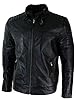 TruClothing Men's Biker Jacket Outwear Windproof Winter Motorcycle Racer Real Leather Jackets Coat - Black 5XL #2