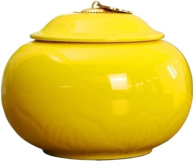 Tea Container Ceramic Tea Canister with Sealed Lid and Carrying Handle Household Storage Jar