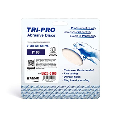 Eagle U525-0100 - 6 inch TRI-PRO SUPER-TACK Discs - Grit P100 - (Job Pak) - 5 Discs/Pack