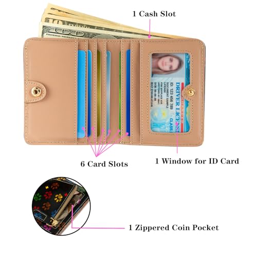 Wallet Women Small Cute,Slim Bifold Credit Card Holder, Compact RFID Blocking Cash Wallet,Billfolds Thin Leather Zipper Pocket,Mini Wallet for Ladies Teen Girls Travel (Mandala in the Galaxy)2