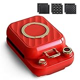 CALENTAMIENTO EFICIENTE Y RÁPIDO: esta gofrera 3 en 1 tiene un diseño de placa de calentamiento de doble capa, cocción a alta temperatura de alta potencia de 650 W, no solo eficiente y que ahorra tiempo, sino que también calienta de manera rápida y uniforme.