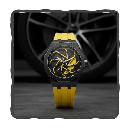 Image of ON TIME OCTUS Spinning Car Wheels Gyro Men's Sport Watch| Rotating Wheel Dial Silicone Strap Analog Luxury Watches for Boy's and Men -MN-259