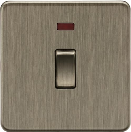 Knightsbridge 20A 1G DP Switch with Neon - Antique Brass