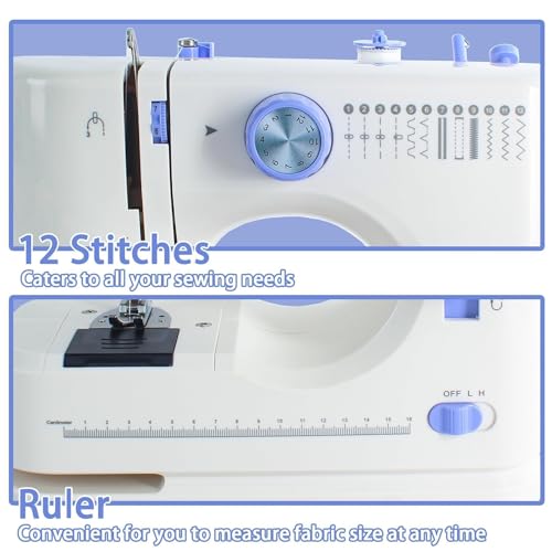 Image of Stoigeld Sewing Machine for Beginners with 20Pcs Fabric & 32Pcs Sewing Threads Kit,Portable Sewing Machine with 12 Built-in Stitches & 2 Speed(High-Low Speeds)-BW724