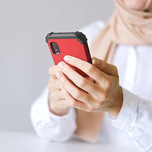 Idweel Galaxy A10E Case With Tempered Glass Screen Protector, Galaxy A10E, Hybrid 3 In 1 Shockproof Slim Heavy Duty Protection Hard Pc Cover Soft Silicone Rugged Bumper Full Body Cover, Red #TOP6