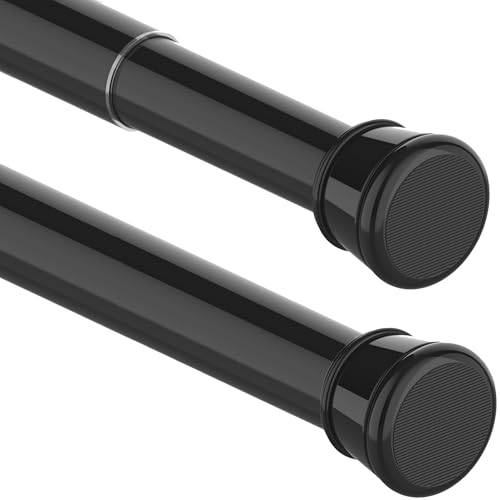 Barra telescópica de 3 m para instalar sin taladrar, barra de cortina de ducha extensible, para baño y dormitorio, negro, 190-360CM, diámetro de 32 mm