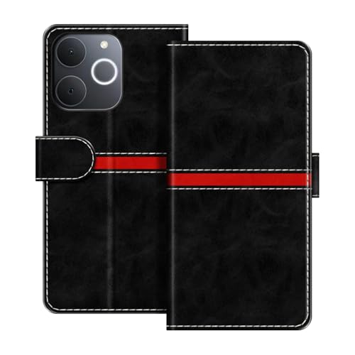 ESACMOT ���U�[�E�H���b�g�P�[�X OPPO Realme Note 70T 4G �Ƃ̌݊������� ���X�g���C�v�f�U�C�� �J�[�h���[�t�� �}�O�l�b�g���蒠�^�J�o�[ (�u���b�N)