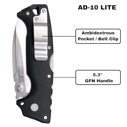 Image of Cold Steel AD-10 Lite 3.5 inch AUS10A Steel Ultra-Sharp Blade 5.25 inch GFN Handle Tactical Folding Knife with Tri-Ad Locking Mechanism