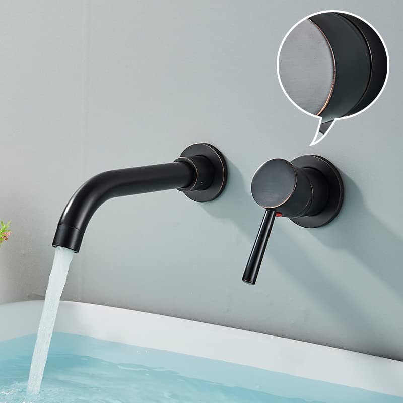 Robinet de lavabo noir encastré en laiton durable pour salle de bain chic