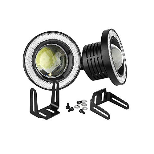 Socal-Led Lighting Cool White 3.5" Round Cob Led Fog Light Bulbs Angel Eye Projector Lamp High Power Bright Drl Halo Ring, Pack Of 2 #TOP1