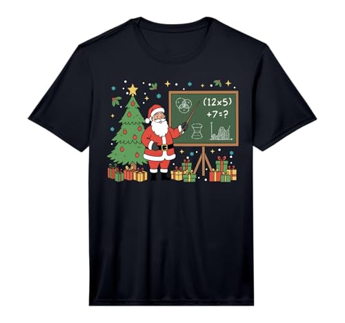 67 Teacher Santa Christmas Six Seven Meme Math Teacher Xmas Performance T-Shirt