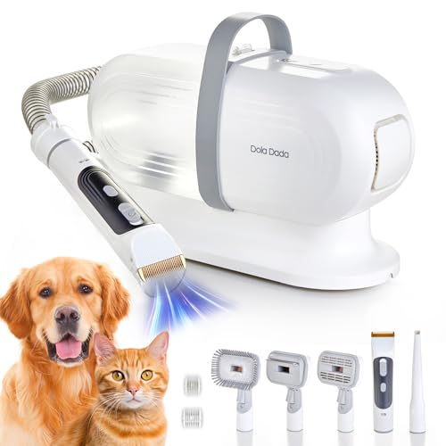 Dola DaDa Dog Grooming Kit, Dog Grooming Clippers, Pet Grooming Vacuum with 6 Pet Grooming Tools for Shedding Pet Hair, 11000Pa Suction, 2L Capacity, Low Noise Pet Hair Vacuum Groomer for Dogs Cats Home Cleaning