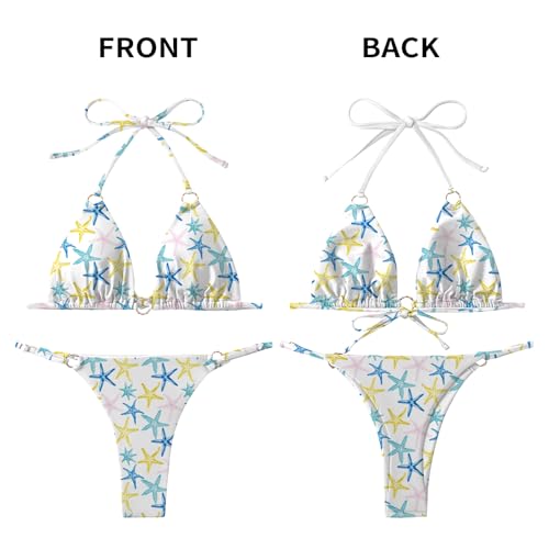 Image of MIKETAI Sexy Bikinis for Women 2 Piece Bikini Spaghetti Strap Swimsuits Solid Color Bathing Swimwear Triangle Bathing Suit