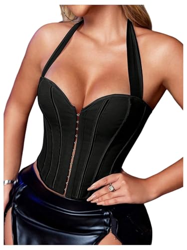 Bustier dos nu à lacets Floerns pour femme et crop top shapewear de fête
