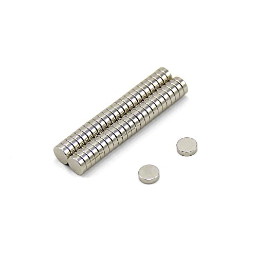 FIRST4MAGNETS F0502-N35-50 5mm Dia x 2mm Thick N35 Neodymium Magnet-0.51kg Pull (Pack of 50), Set of 50 Pieces