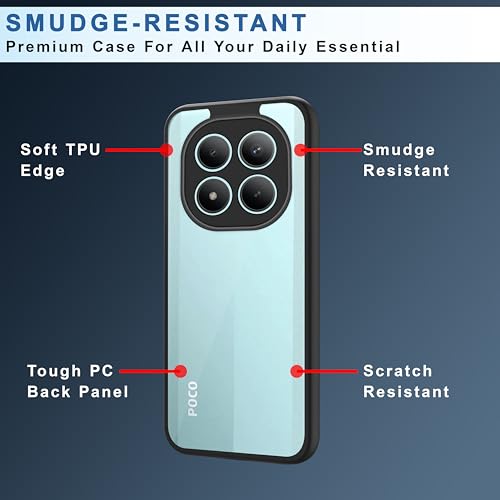 Image of CEDO Poco M8 Pro (5G) Backcover Case | Camera Protection Bump Shockproof Edge | Ultra Hybrid Transparent Acrylic Clear TPU+PC Hard Backcase Cover (Black)