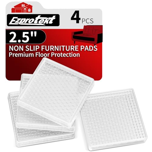Image of Ezprotekt Non Slip Furniture Pads, 4 Pcs 2 inch Rubber Caster Cups, Anti Skid Furniture Coasters for Hardwood Floors, No Slide Furniture Gripper, Floor Protector for Bed Couch Furniture Stoppers (Clear)