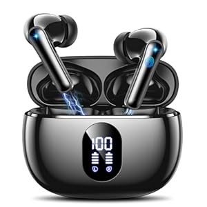 Bluetooth Kopfhörer Kabellos Bluetooth 2026 In Ear Kopfhörer mit 4 ENC Noise Cancelling Mikrofon, LED Anzeige & 48 Std Spielzeit, HiFi Tiefer Bass Wireless Earbuds IPX7 Wasserdicht für Arbeit Black