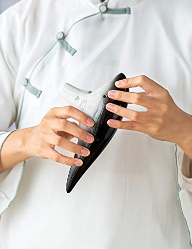 “Ocean Notes” 12 Hole Sweet Potato Ocarina Graceful Shape Pottery Ocarina In Alto C (Gradient Black) #TOP2