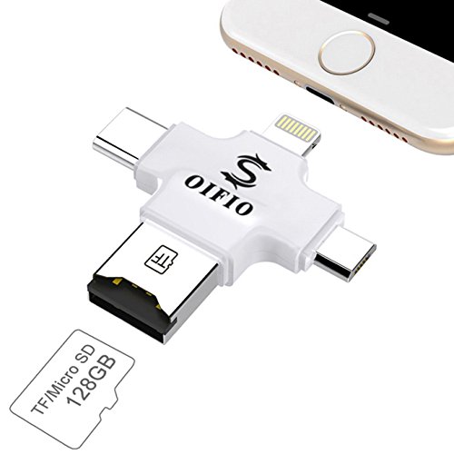 HOISTAC Portable Card Readers, Mobile phone USB flash drive USB TF Flash Memory USB Stick with Lightning Connector for iPhone, iPad,Mac, PC,Android,White