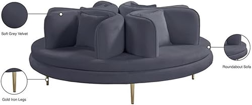 Miniatura 5 de Pemberly Row Sofá de terciopelo contemporáneo con patas de hierro en gris