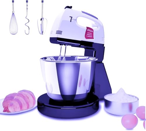 Impastatrice Planetaria, 7 velocità con ciotola in acciaio inossidabile 3QT, Robot da Cucina Multifunzione, supporto e sbattitore manuale con gancio per impastare, frusta (XN1)