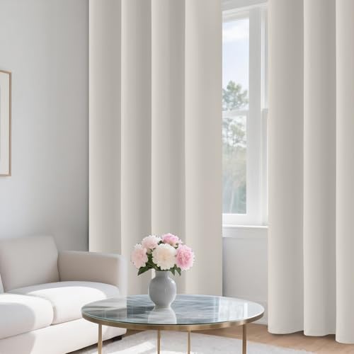 Image of COSVIYA 100% Cream Blackout Curtains for Kids Room 72 Inches Length | Room Darkening Light Blocking Drapes for Bedroom, Grommet Thermal Insulated Window Panels with Black Liner, W38xL72,2 Panels