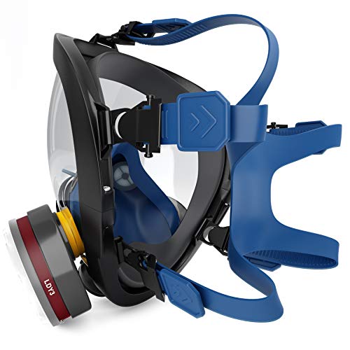 Blazin Full Face Respirator Gas Mask | Prepper Essential Protection | Tear Gas Pepper Spray Organic Vapors | Paint Face Cover | Dust, Welding, Painting, Polishing, Grinding, Sanding | Uses LDY3 Filter