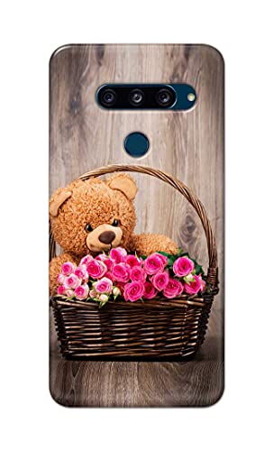 Image of PRINTFIDAA Roses and Teddy Bear in The Wicker Hard Back Cover for LG V40 ThinQ, V405QA7, V405UA, V405TAB, V405UA0 Back Cover -(P6) KAT1004