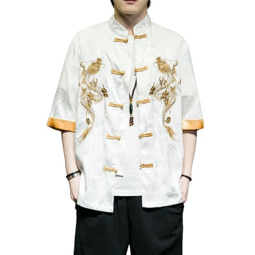 Traje chino para hombre con manga 3/4 y cuello alto holgado