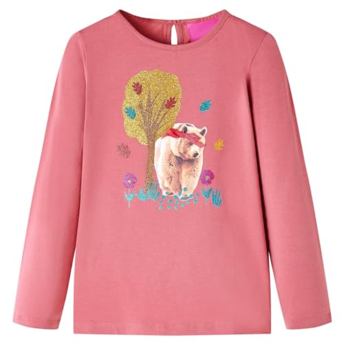 T-shirt manches longues enfant pour l'école et le sport coton orange motif ours
