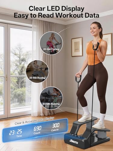 Image of JOROTO Air Stepper Exercise Machine with LED Monitor and Resistance Bands, 300LB Capacity Stair Stepper, 5-Level Adjustable Resistance and Low-Impact Steppers for Exercise at Home, Black