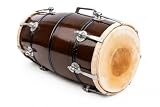 Wooden Dholak Drum, Adjustable Indian Hand Percussion Instrument, 14 Inch