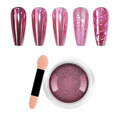 GZMAYUEN Poudre Chrome Ongle, Rose Effet Miroir Métallique Holographique Chrome Nail Powder Pigment for Decoration Ongles Nail Art
