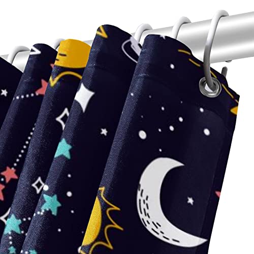 Rideau de douche planète 152x183cm imperméable lavable avec 12 crochets - 6