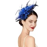 DRESHOW Fascinator Hüte für Damen Perlen Spitzen und Federhüte für Teeparty mit Stirnbandclip Vintage Derby Hut für Hochzeiten und Cocktailparty